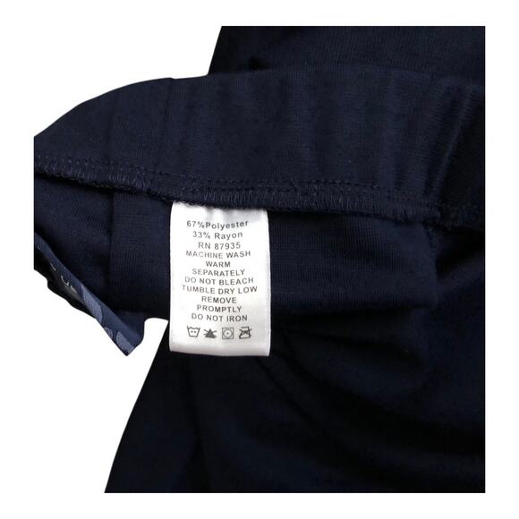 Susan Graver Style Pull On Pants Womens Medium Navy Straight Leg Career Stretch - Picture 5 of 6